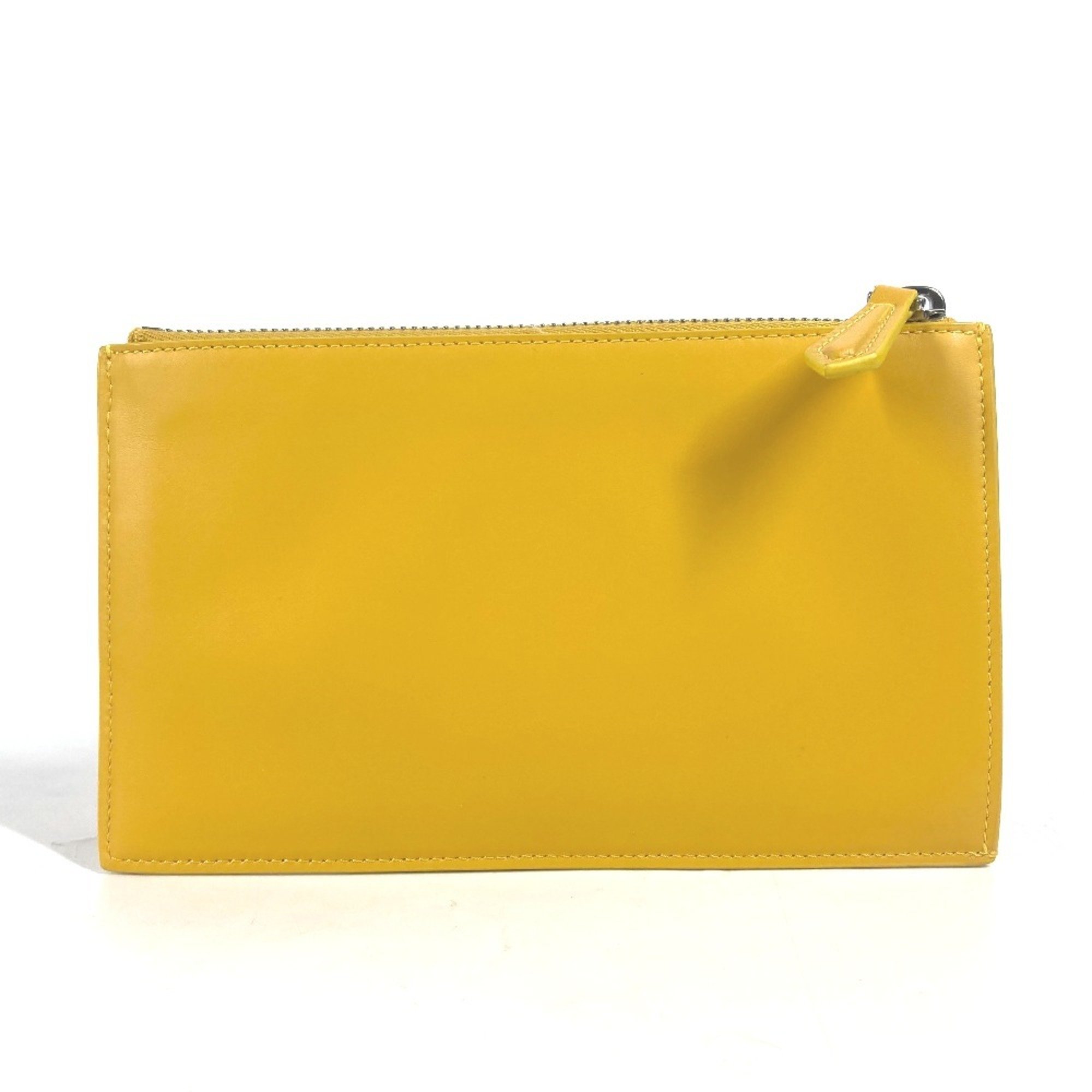 FENDI 7N0114 FF Pouch Bucket Clutch Bag Leather Women's Yellow