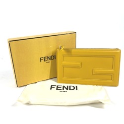 FENDI 7N0114 FF Pouch Bucket Clutch Bag Leather Women's Yellow