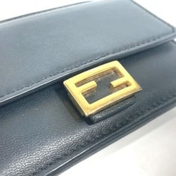 FENDI 8M0423 Business Card Holder Baguette Holder/Card Case Wallet/Coin Wallet Pass Leather Women's Black