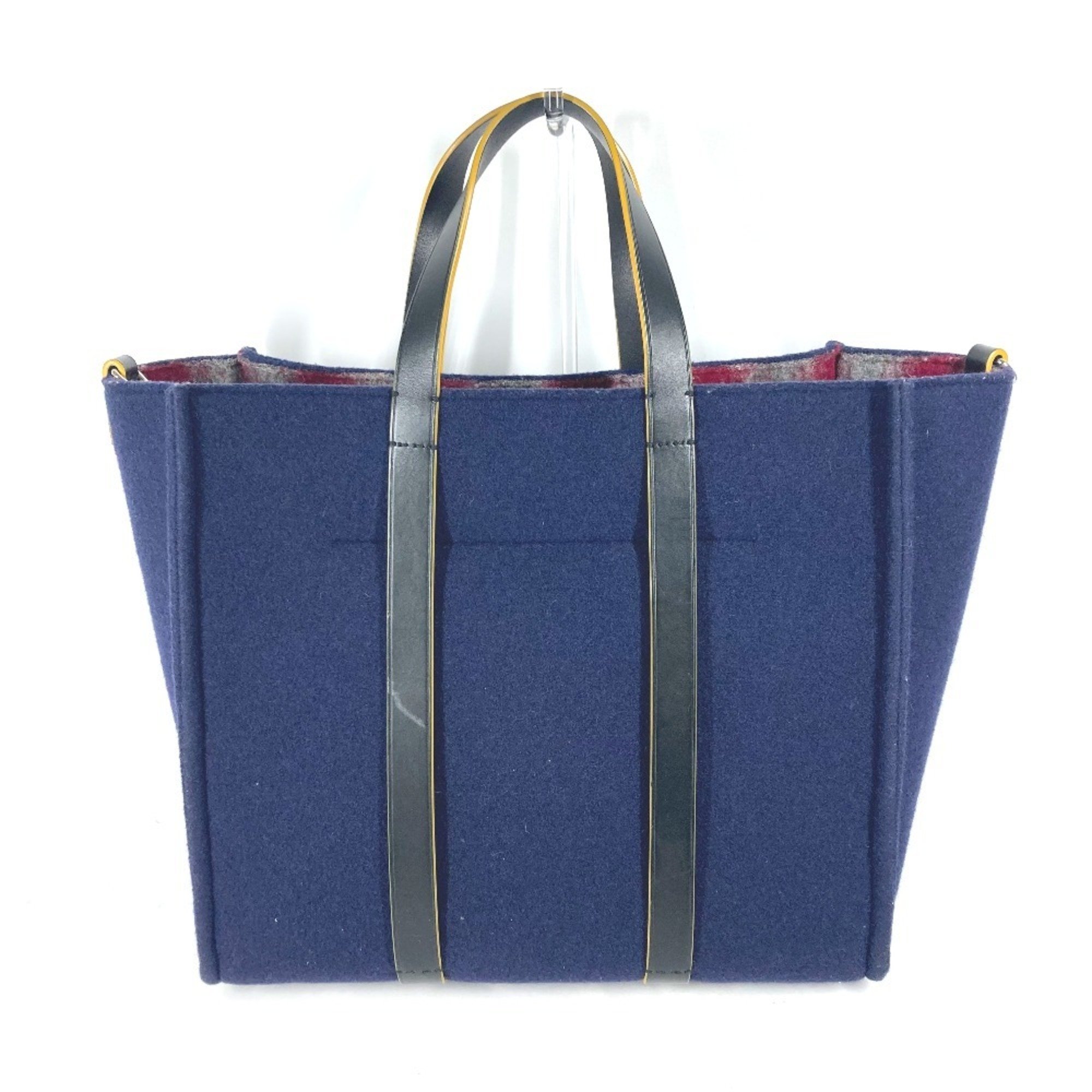 FENDI 7VA390 Shoulder Tote Bag Wool Men's Navy