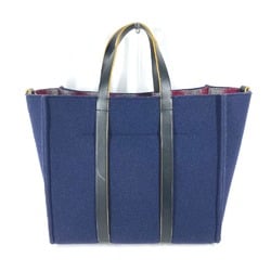 FENDI 7VA390 Shoulder Tote Bag Wool Men's Navy