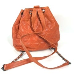 CHANEL Chanel Backpack Rucksack Matelasse Quilted Bag Shoulder Caviar Skin Women's Orange