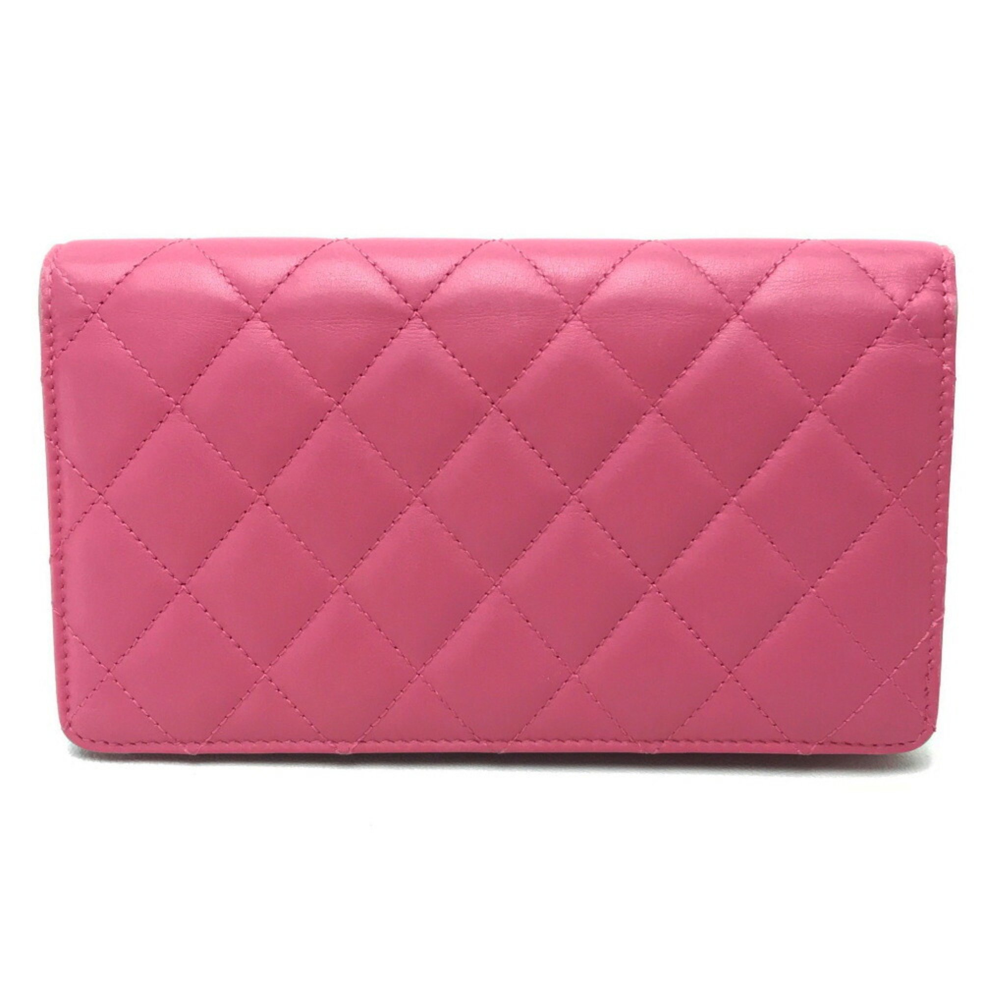 CHANEL A80211 Simply CC Coco Mark Wallet Matelasse Quilted Long Bi-fold Lambskin Women's Pink