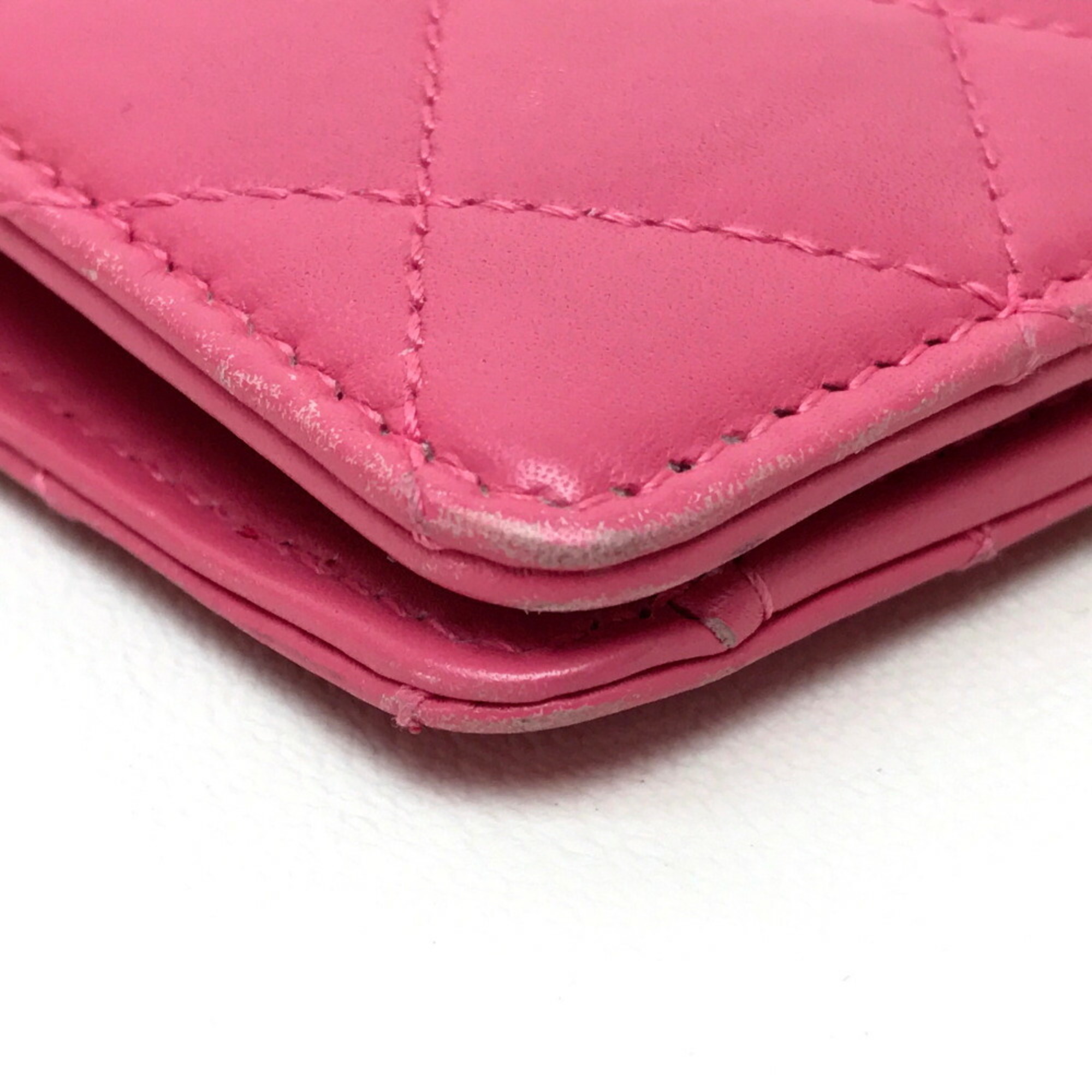 CHANEL A80211 Simply CC Coco Mark Wallet Matelasse Quilted Long Bi-fold Lambskin Women's Pink