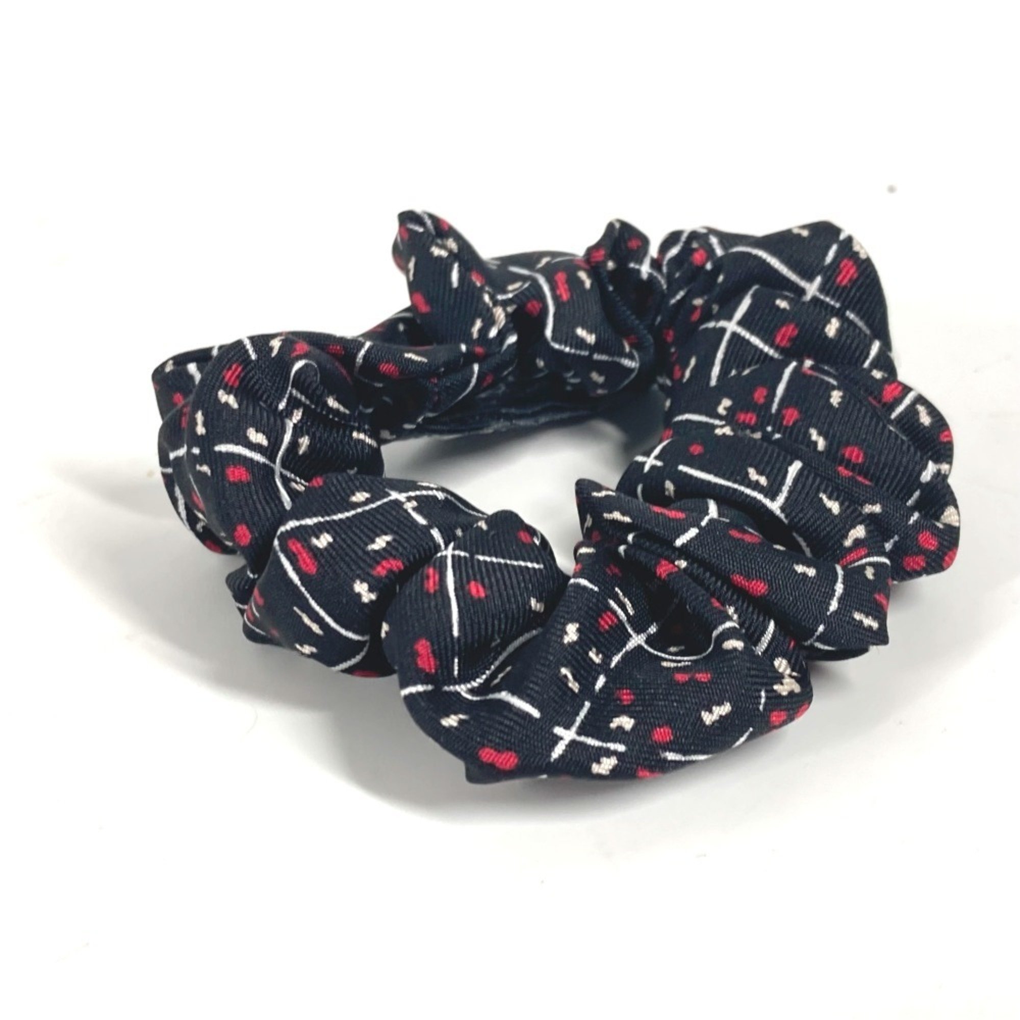 CHANEL Hair Tie Scrunchie Silk Women's Black