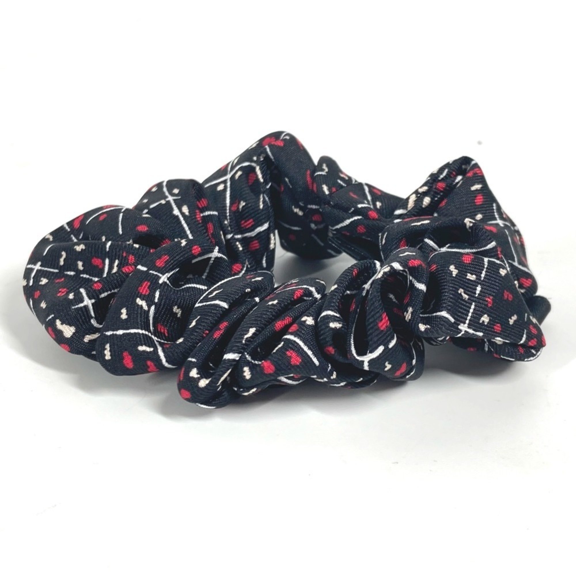 CHANEL Hair Tie Scrunchie Silk Women's Black