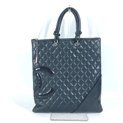 CHANEL Cambon Line CC Coco Mark Flat Shopper Tote Bag Handbag Shoulder Leather Women's Black