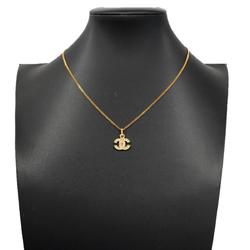 Chanel Necklace Coco Mark Rhinestone GP Plated Gold Women's