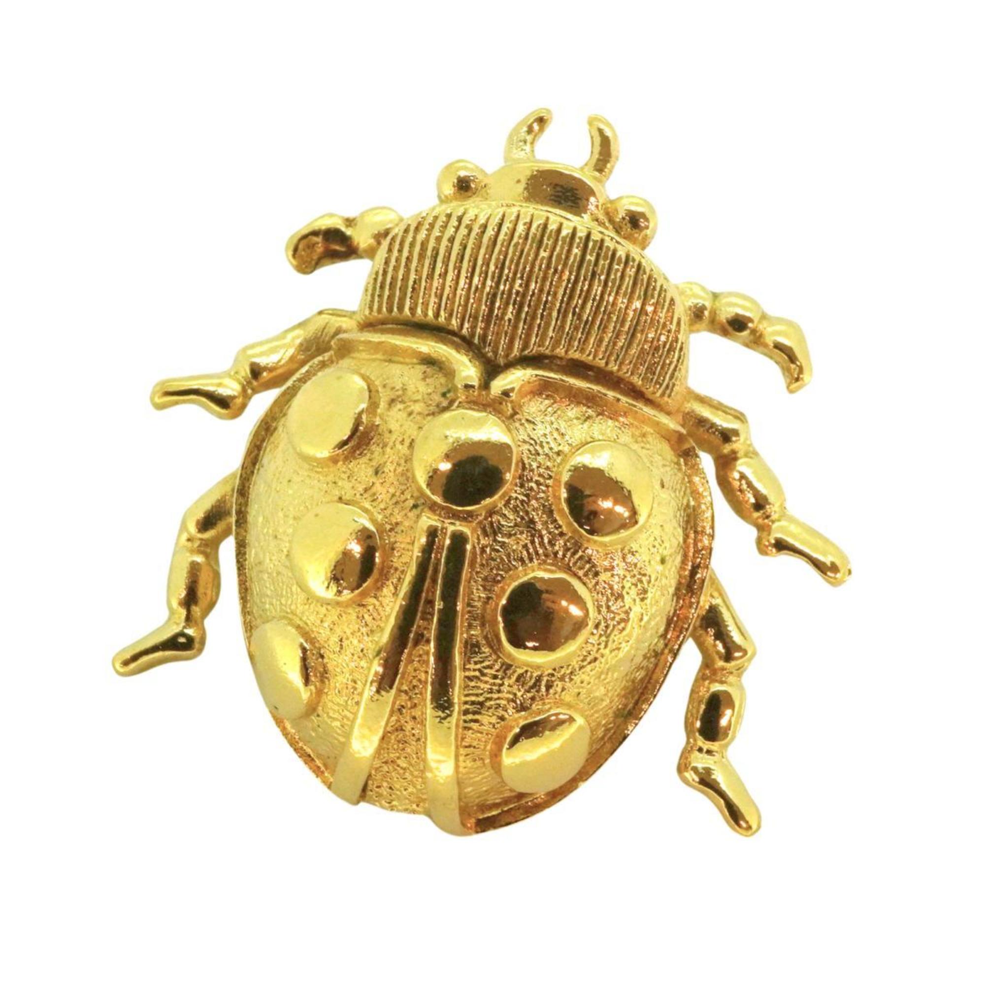 Christian Dior Ladybug Brooch GP Plated Gold Women's