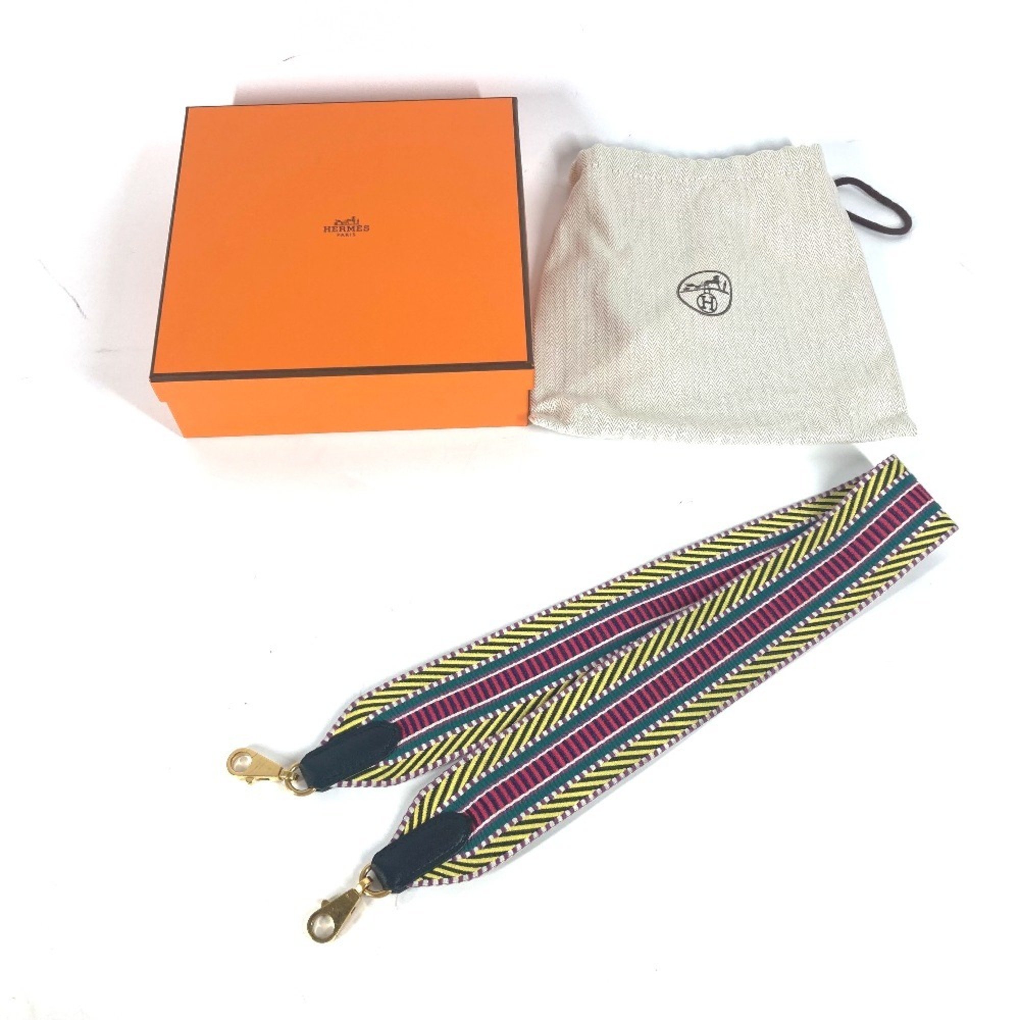 HERMES Hermes Sangle Caval Shoulder Strap Canvas Leather Women's Multicolor