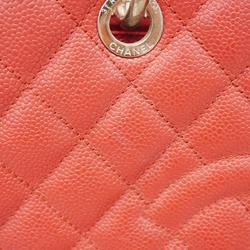 Chanel Tote Bag Matelasse Caviar Skin Chain Red Women's