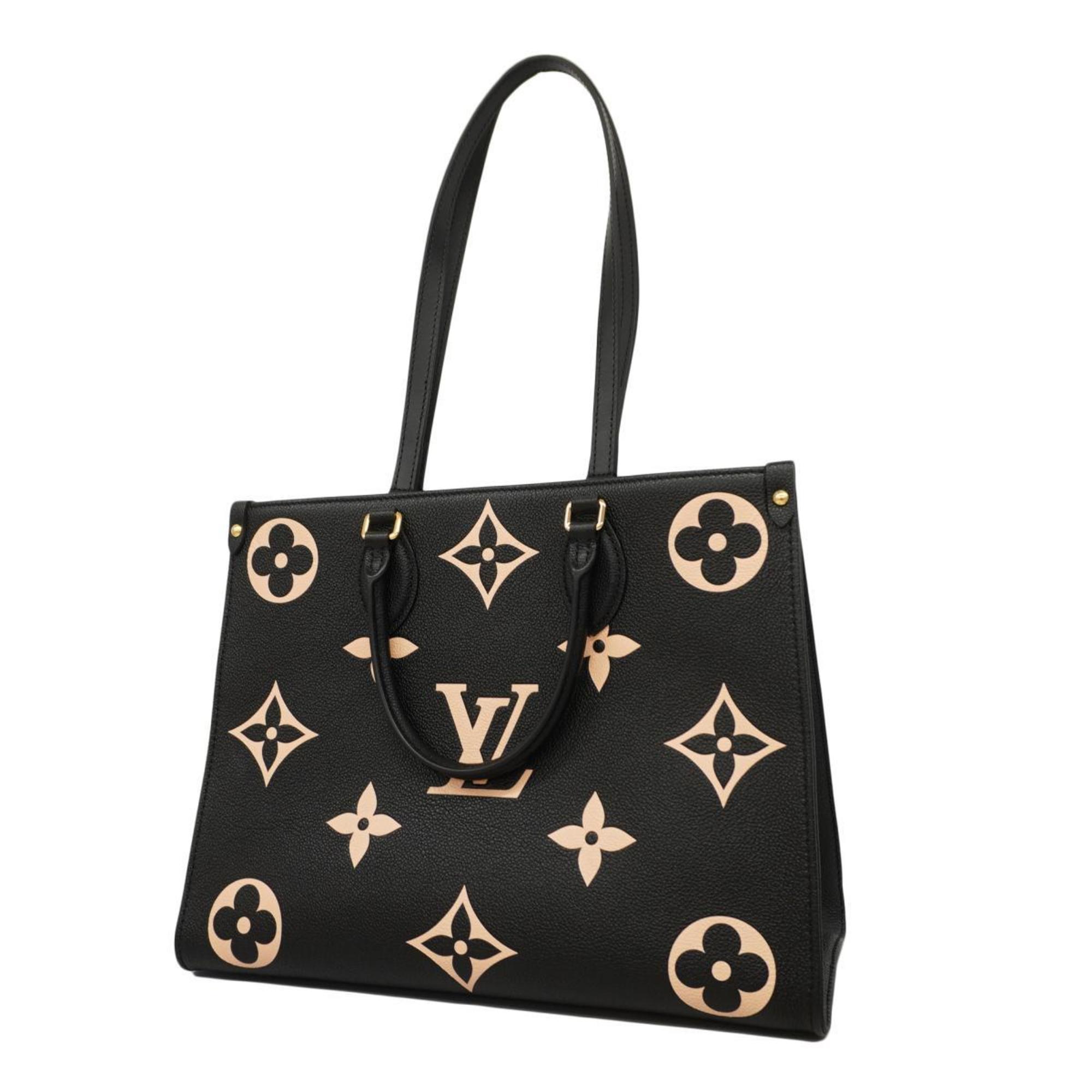 Louis Vuitton Tote Bag Monogram Empreinte Bicolor On the Go MM M45495 Black Beige Women's