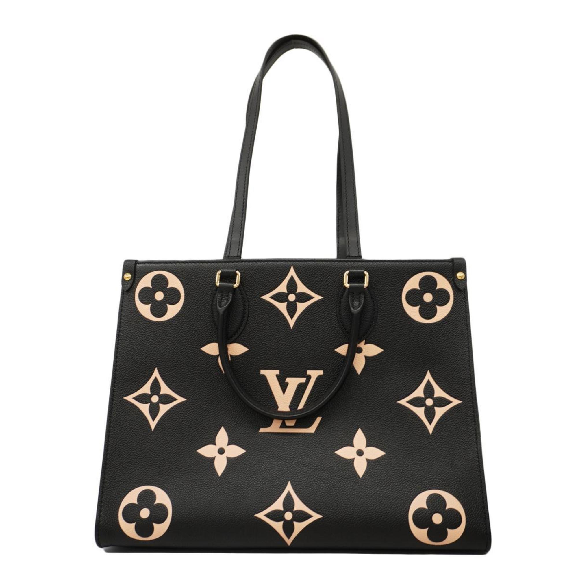 Louis Vuitton Tote Bag Monogram Empreinte Bicolor On the Go MM M45495 Black Beige Women's