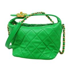 Chanel handbag, Matelasse, chain shoulder, lambskin, green, for women