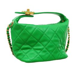 Chanel handbag, Matelasse, chain shoulder, lambskin, green, for women