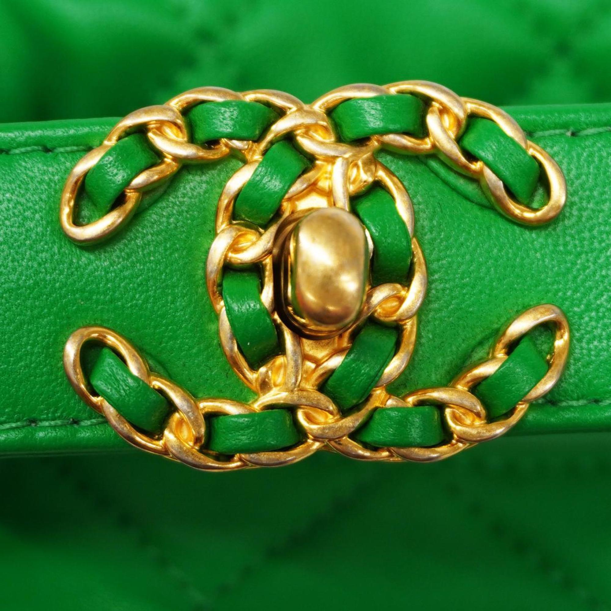 Chanel handbag, Matelasse, chain shoulder, lambskin, green, for women