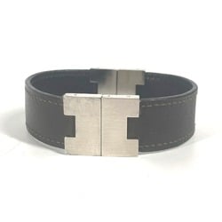 HERMES Hermes Lurie H Bracelet Leather Women's Black