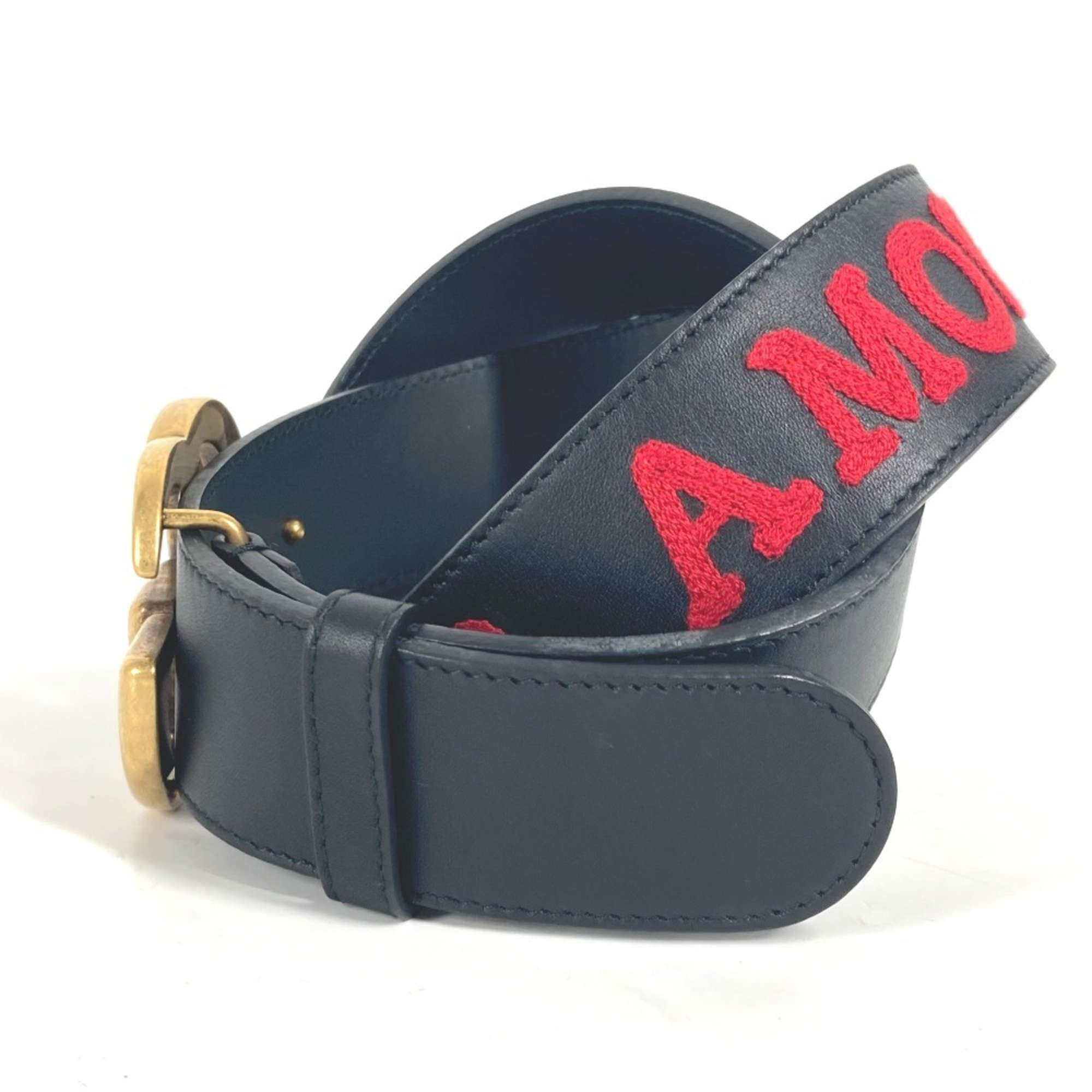 GUCCI 400593 GG Belt Leather Men's Black