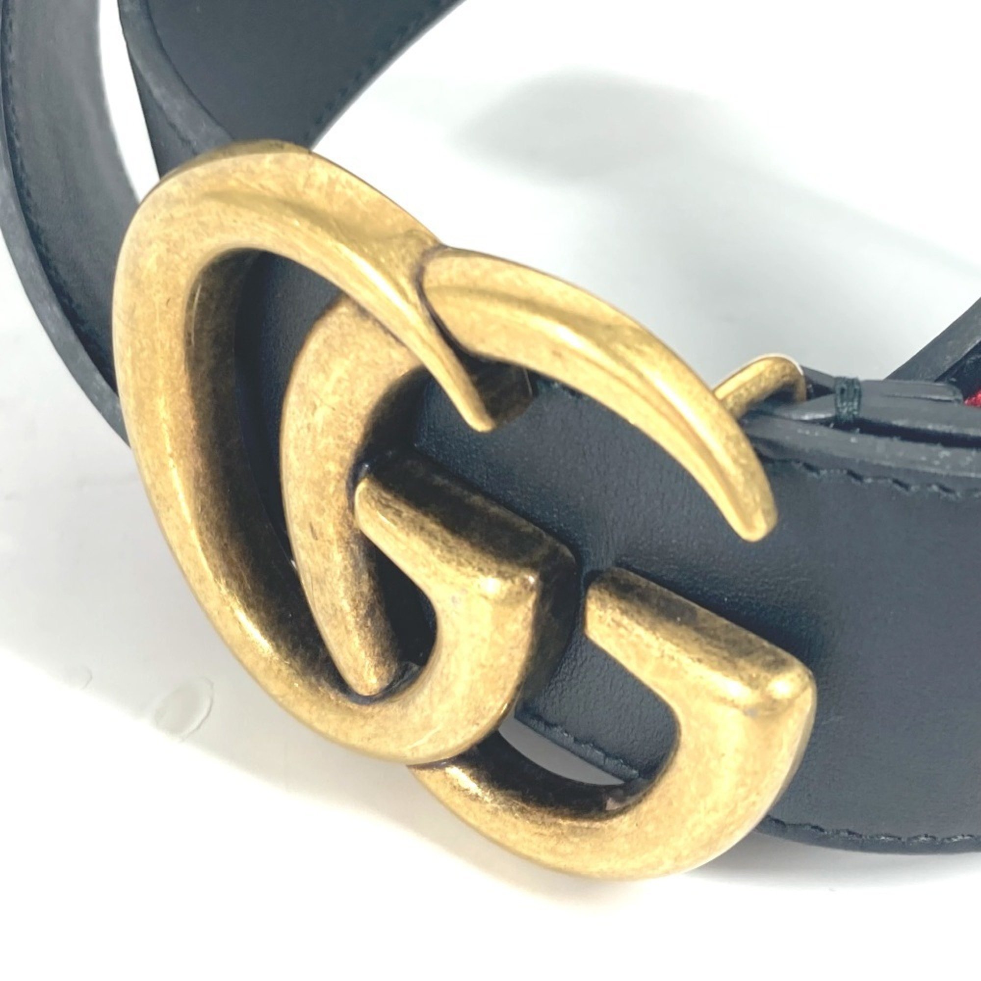 GUCCI 400593 GG Belt Leather Men's Black