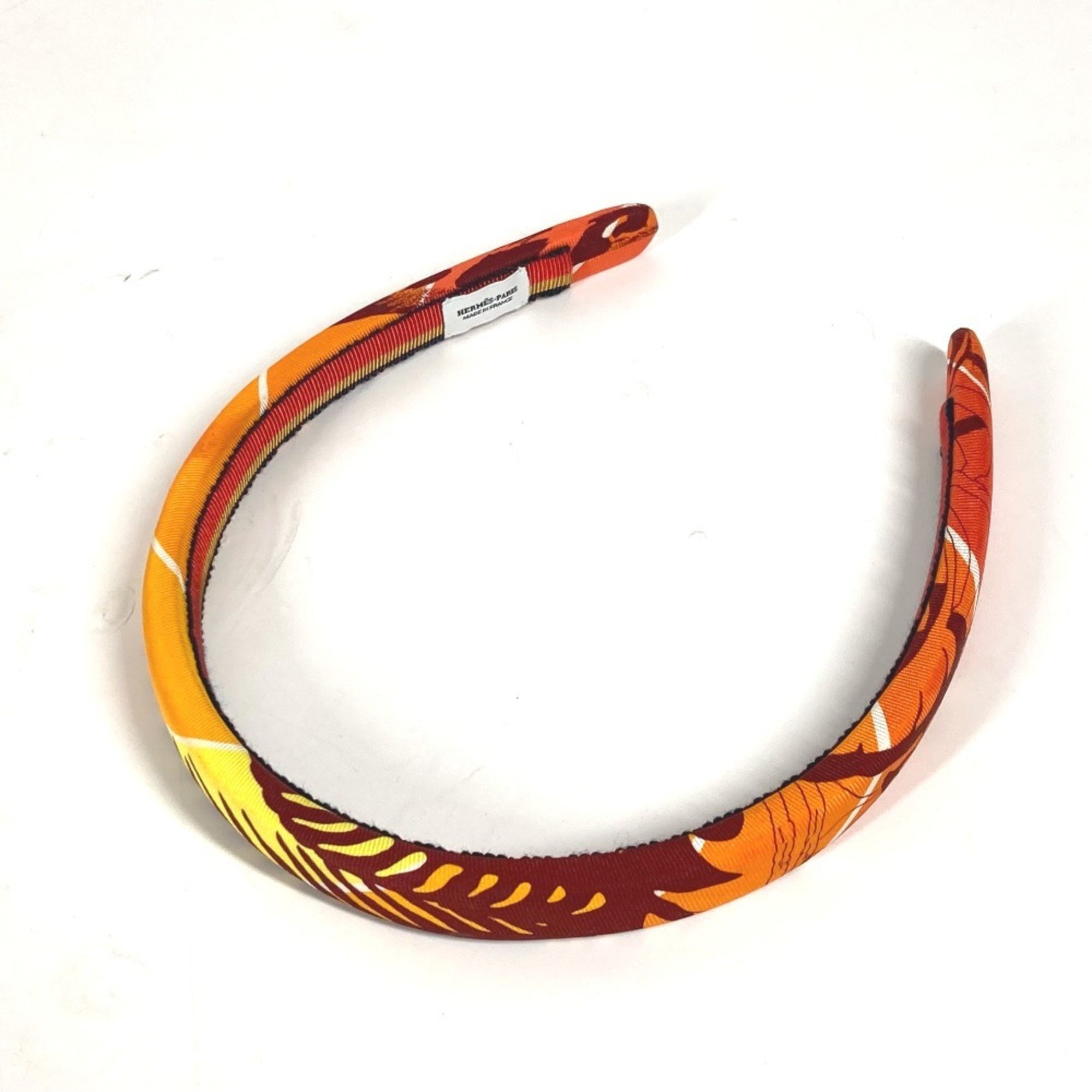 HERMES Elsa Jungle Love Headband Silk Women's Orange Hairband