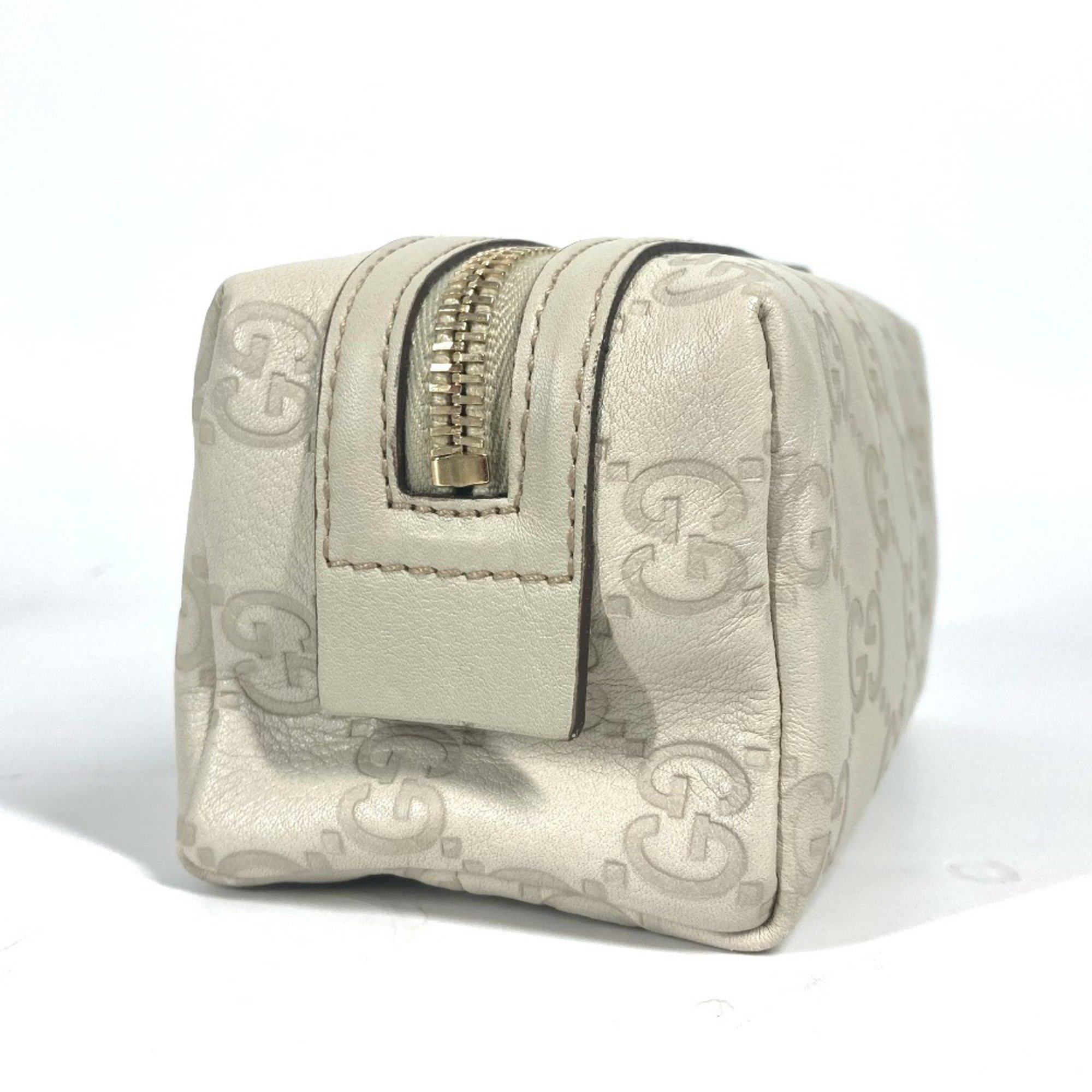 GUCCI 153228 Guccissima GG Pouch Shima Leather Women's White Similar