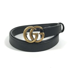 GUCCI 409417 GG Marmont Thin Belt Leather Women's Black