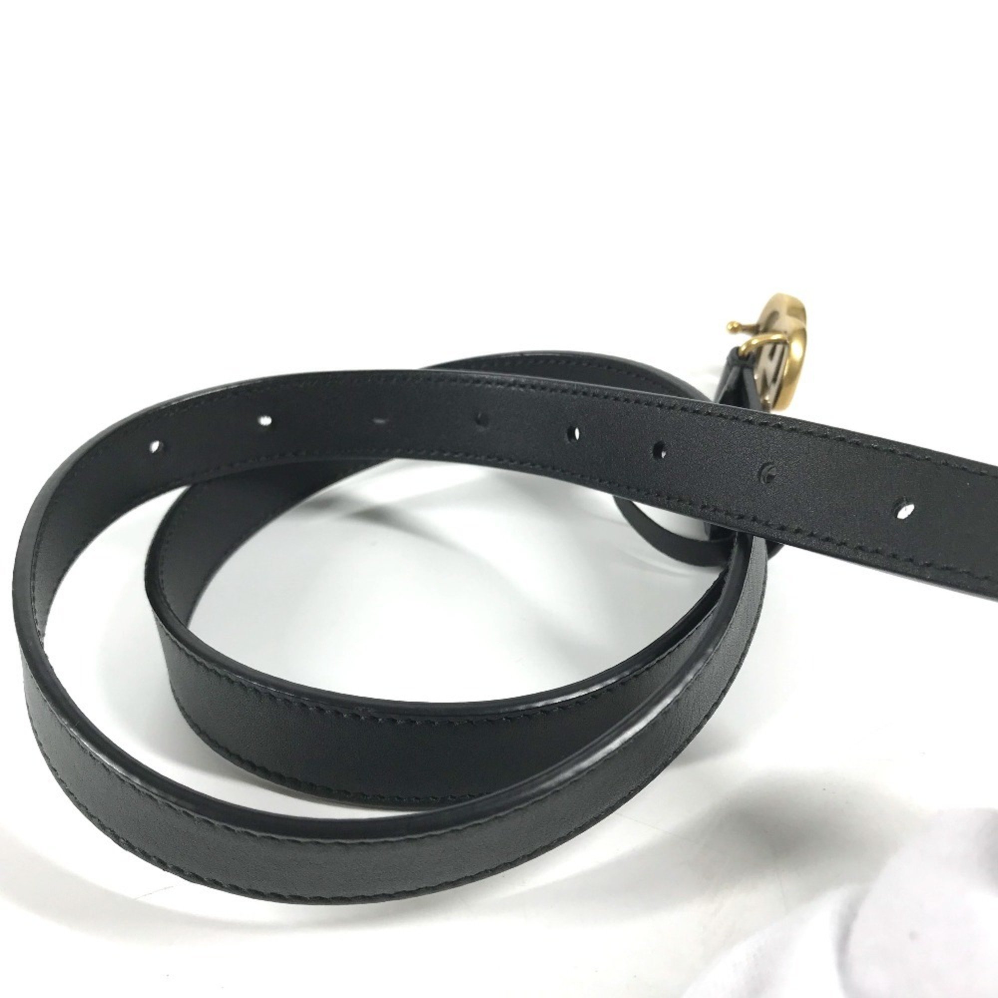 GUCCI 409417 GG Marmont Thin Belt Leather Women's Black