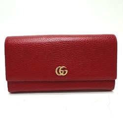 GUCCI 456116 FF Marmont Bi-fold Long Wallet Leather Women's Red