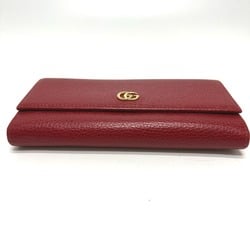 GUCCI 456116 FF Marmont Bi-fold Long Wallet Leather Women's Red