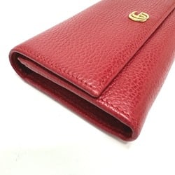 GUCCI 456116 FF Marmont Bi-fold Long Wallet Leather Women's Red