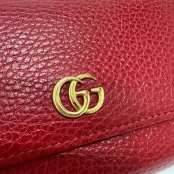 GUCCI 456116 FF Marmont Bi-fold Long Wallet Leather Women's Red