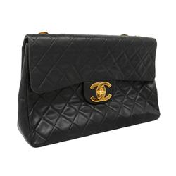 Chanel Shoulder Bag Deca Matelasse W Chain Lambskin Black Women's