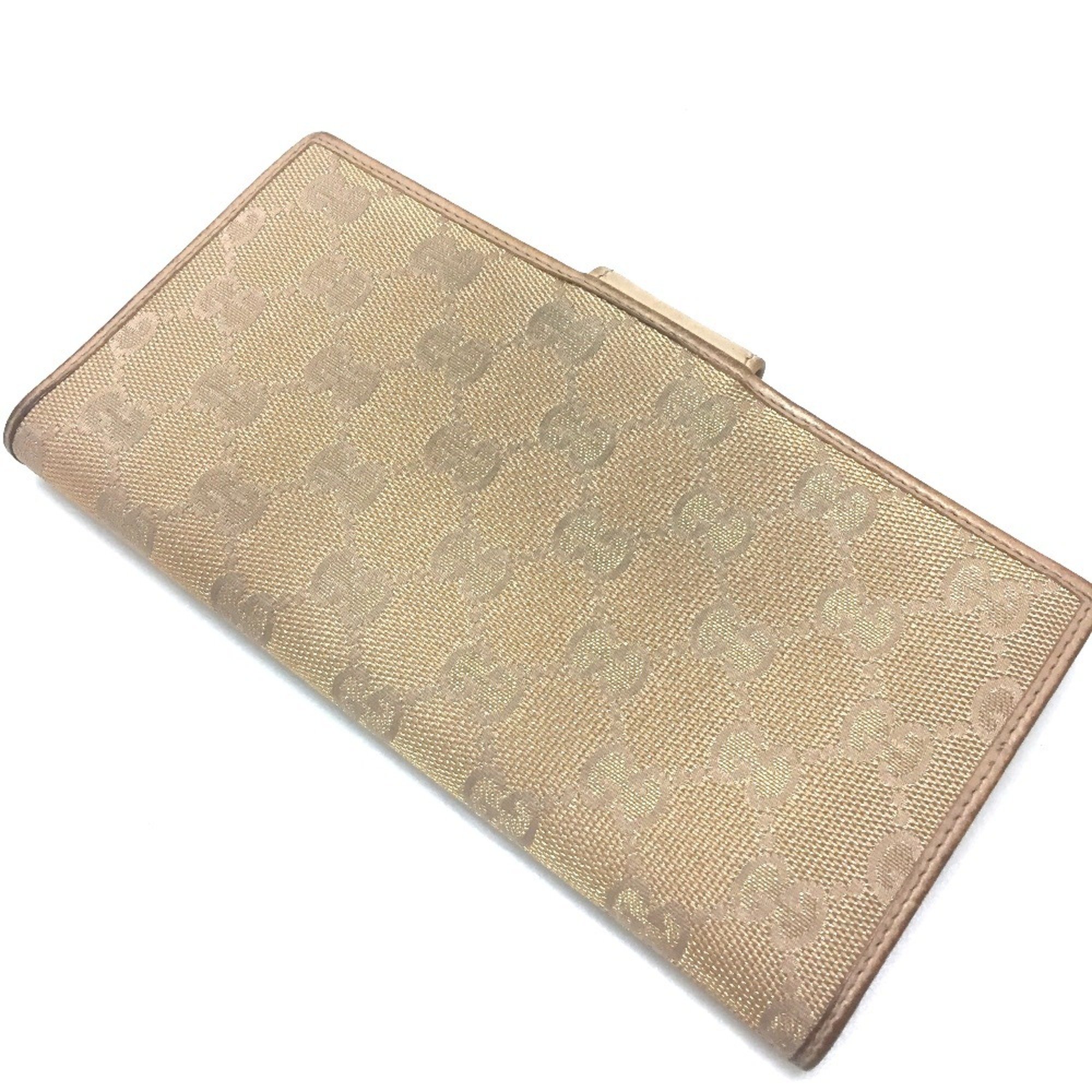 GUCCI 141412 Bi-fold long wallet NEW ABBEY GG canvas pink beige ladies