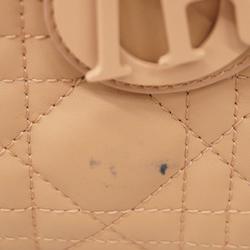 Christian Dior Handbag Cannage Lady Leather Pink Beige Women's