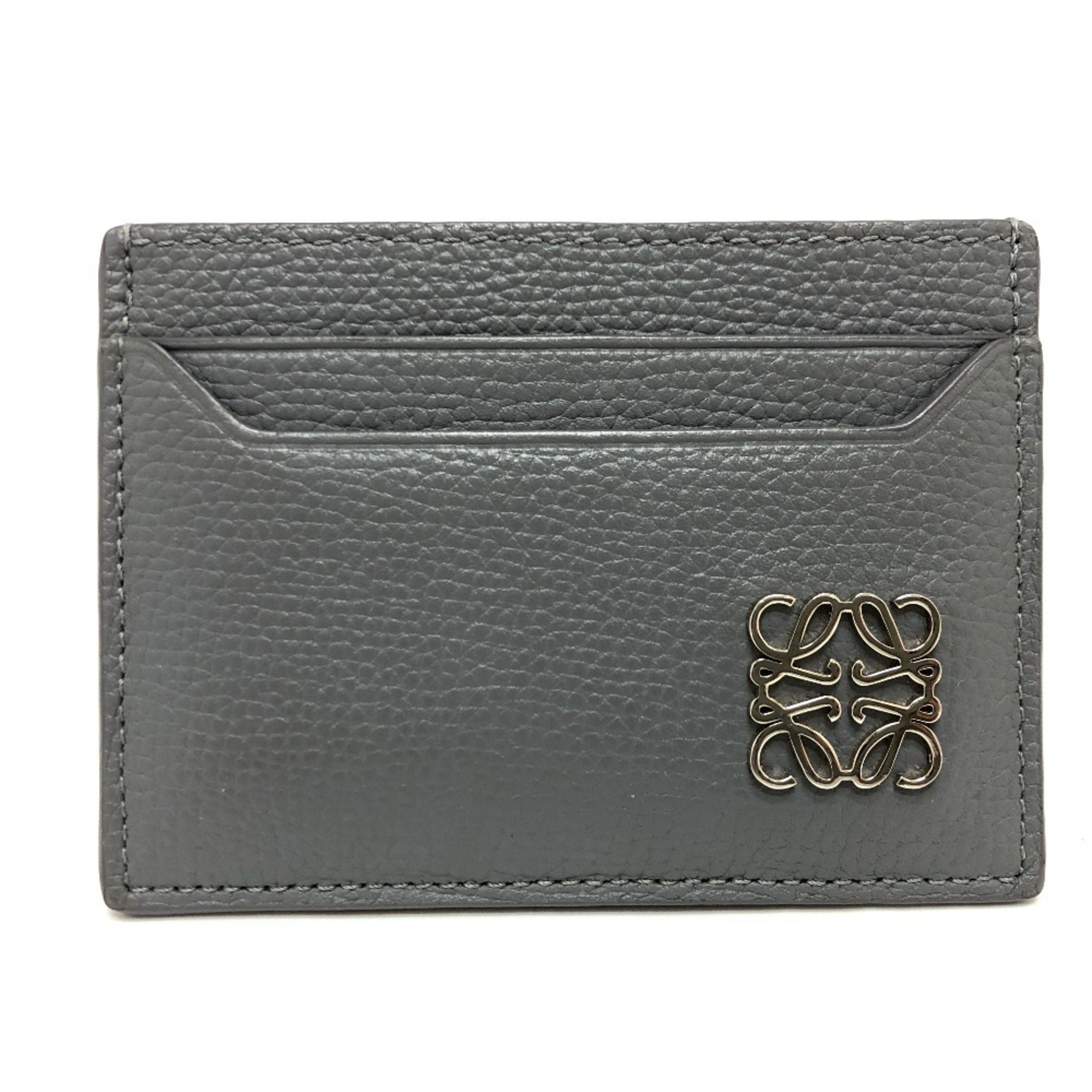 LOEWE C821075X01 Anagram Plain Business Card Holder Holder/Card Case Leather Women's Gray