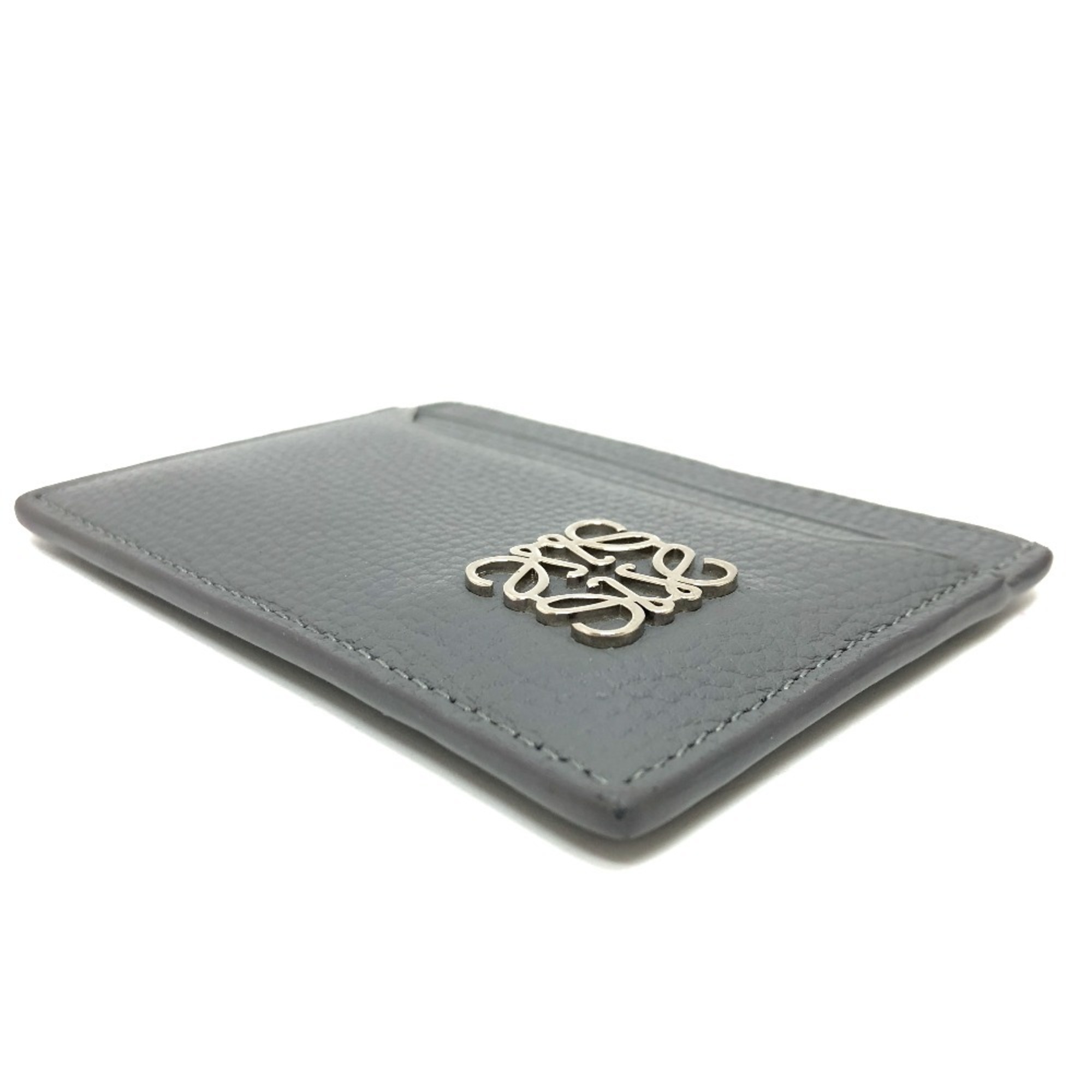 LOEWE C821075X01 Anagram Plain Business Card Holder Holder/Card Case Leather Women's Gray