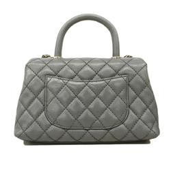 Chanel handbag, coco handle, chain shoulder, caviar skin, grey, ladies