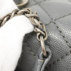 Chanel handbag, coco handle, chain shoulder, caviar skin, grey, ladies