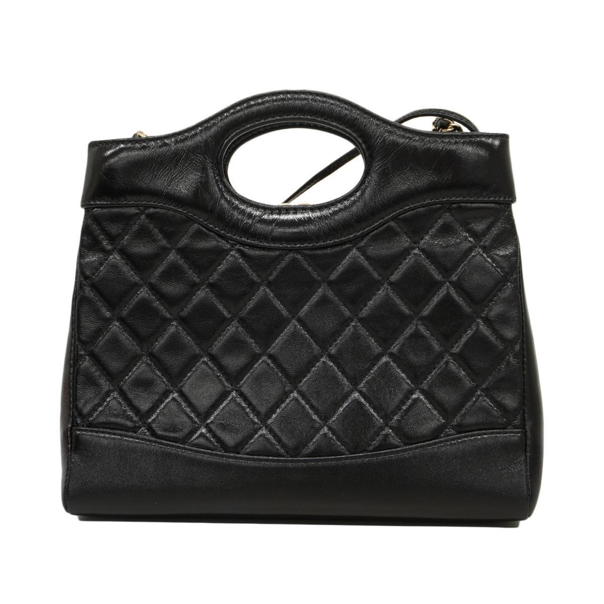 Chanel Shoulder Bag Matelasse 31 Chain Calfskin Black Women's