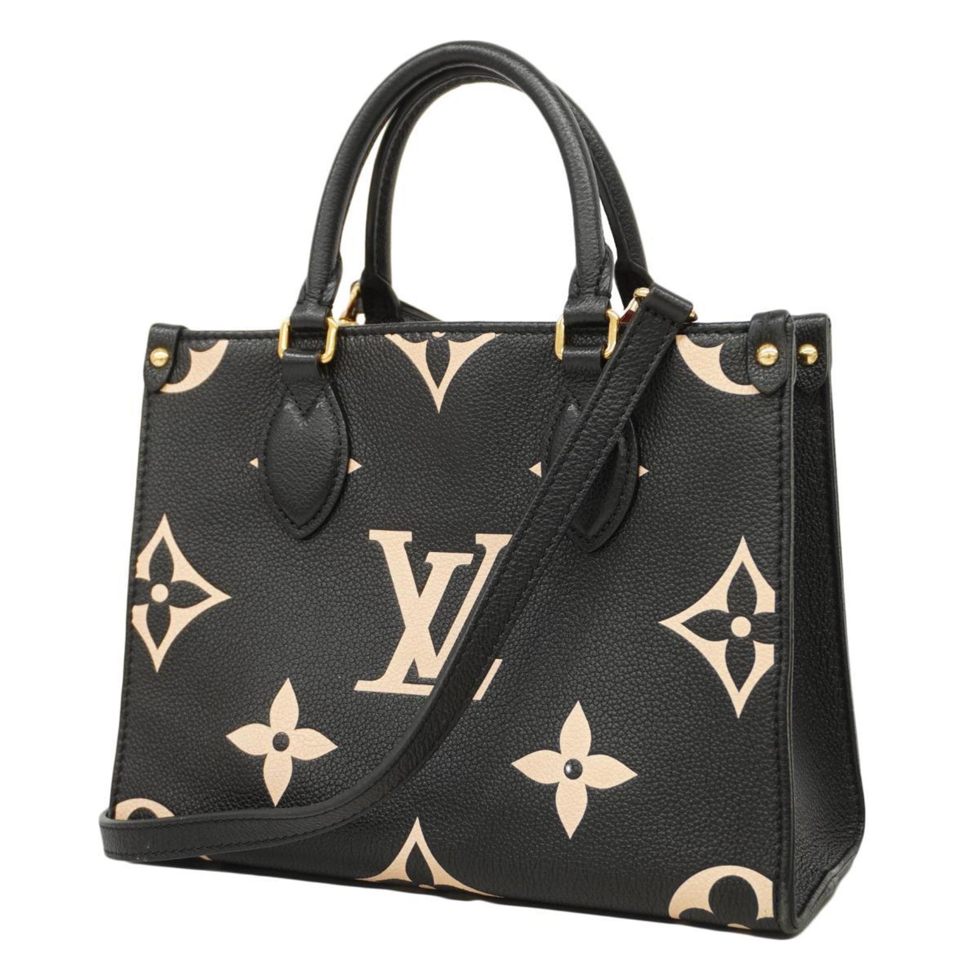 Louis Vuitton Tote Bag Monogram Empreinte Bicolor On the Go PM M45659 Black Beige Women's