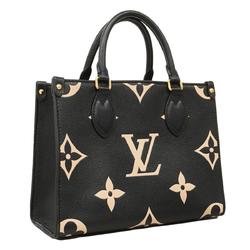 Louis Vuitton Tote Bag Monogram Empreinte Bicolor On the Go PM M45659 Black Beige Women's