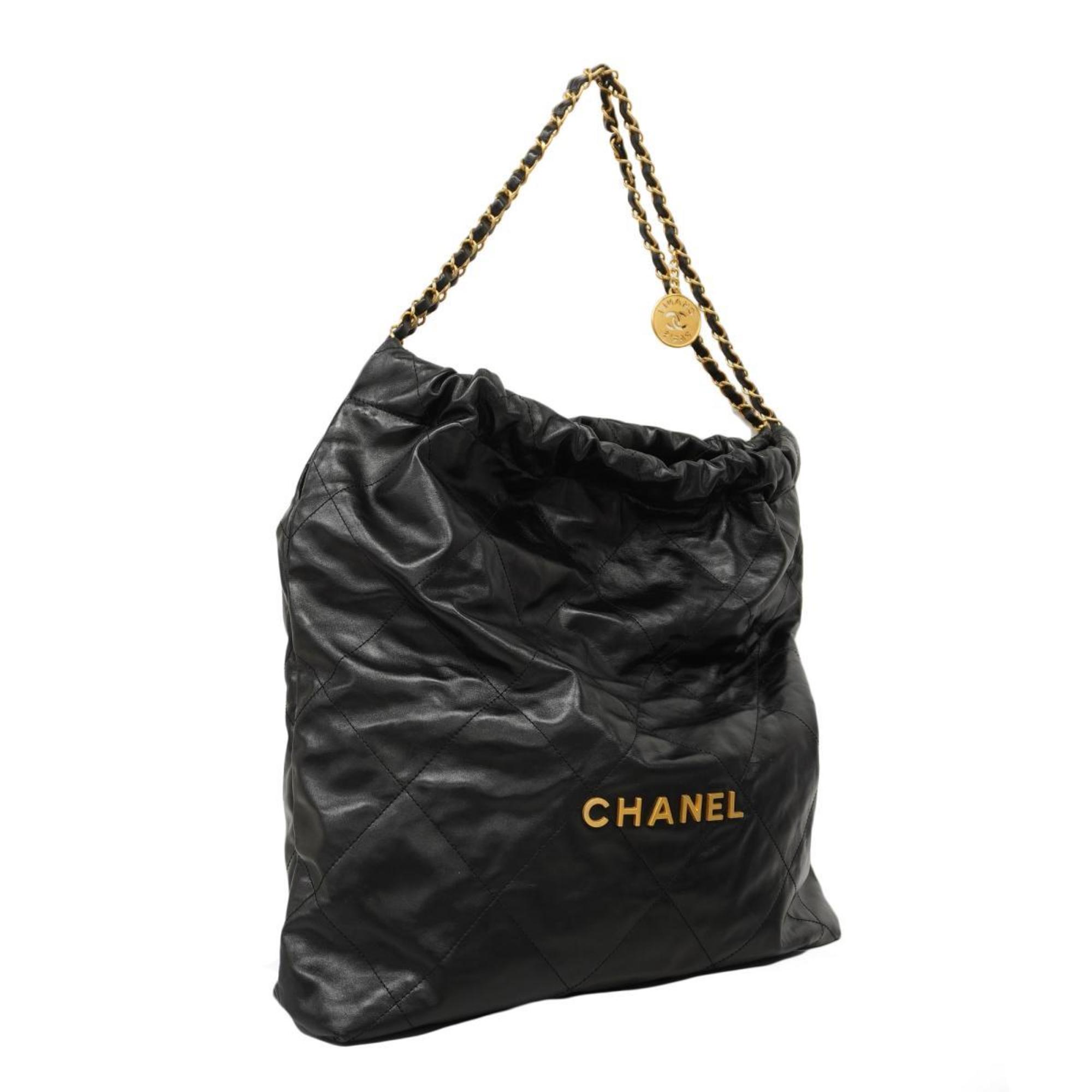 Chanel Shoulder Bag Matelasse 22 Calfskin Black Women's