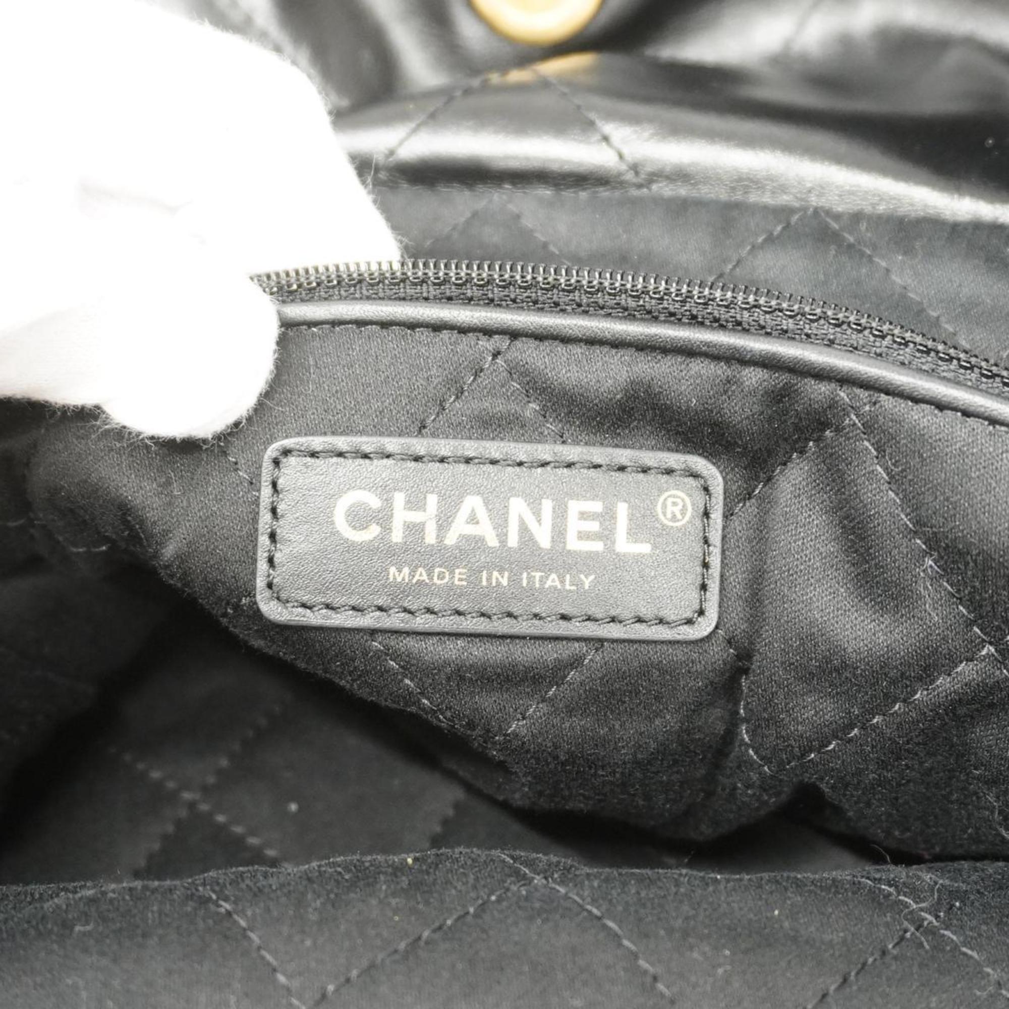 Chanel Shoulder Bag Matelasse 22 Calfskin Black Women's