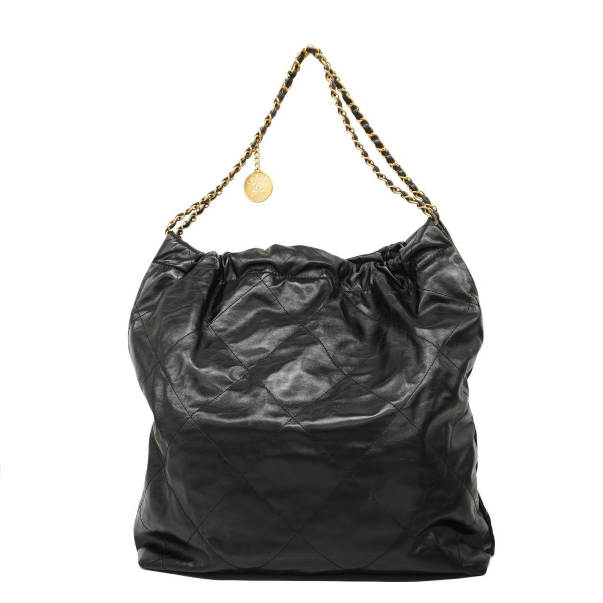 Chanel Shoulder Bag Matelasse 22 Calfskin Black Women's