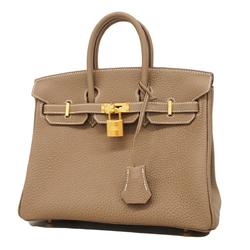 Hermes handbag Birkin 25 W engraved Togo Etoupe ladies