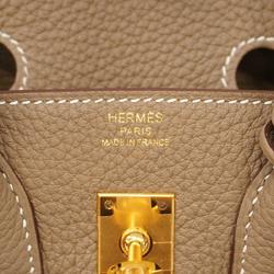 Hermes handbag Birkin 25 W engraved Togo Etoupe ladies