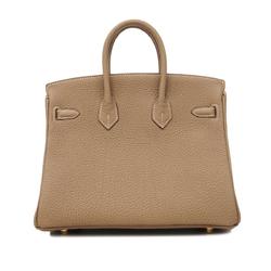 Hermes handbag Birkin 25 W engraved Togo Etoupe ladies