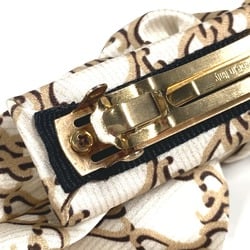 FENDI Ribbon Hair Hairpin Barrette Silk Women's Beige