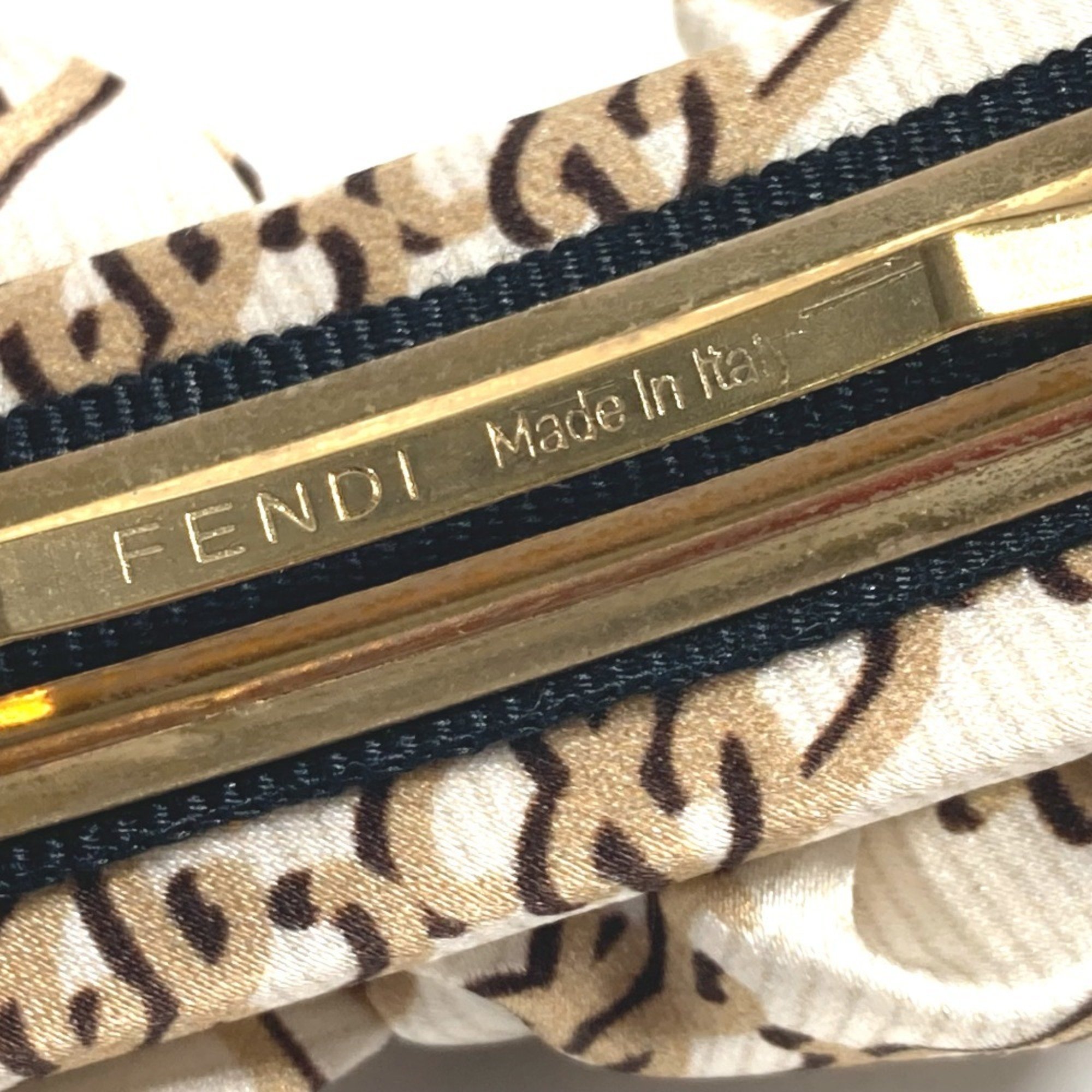 FENDI Ribbon Hair Hairpin Barrette Silk Women's Beige