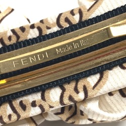 FENDI Ribbon Hair Hairpin Barrette Silk Women's Beige